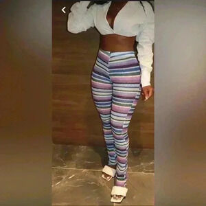 Multi color stripe pants